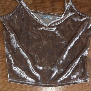 Gold velvet crop top